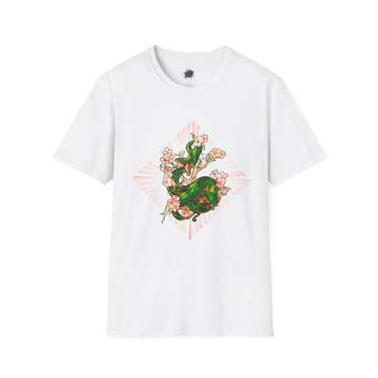Snake and Cherry Blossoms - Unisex Softstyle T-Shirt