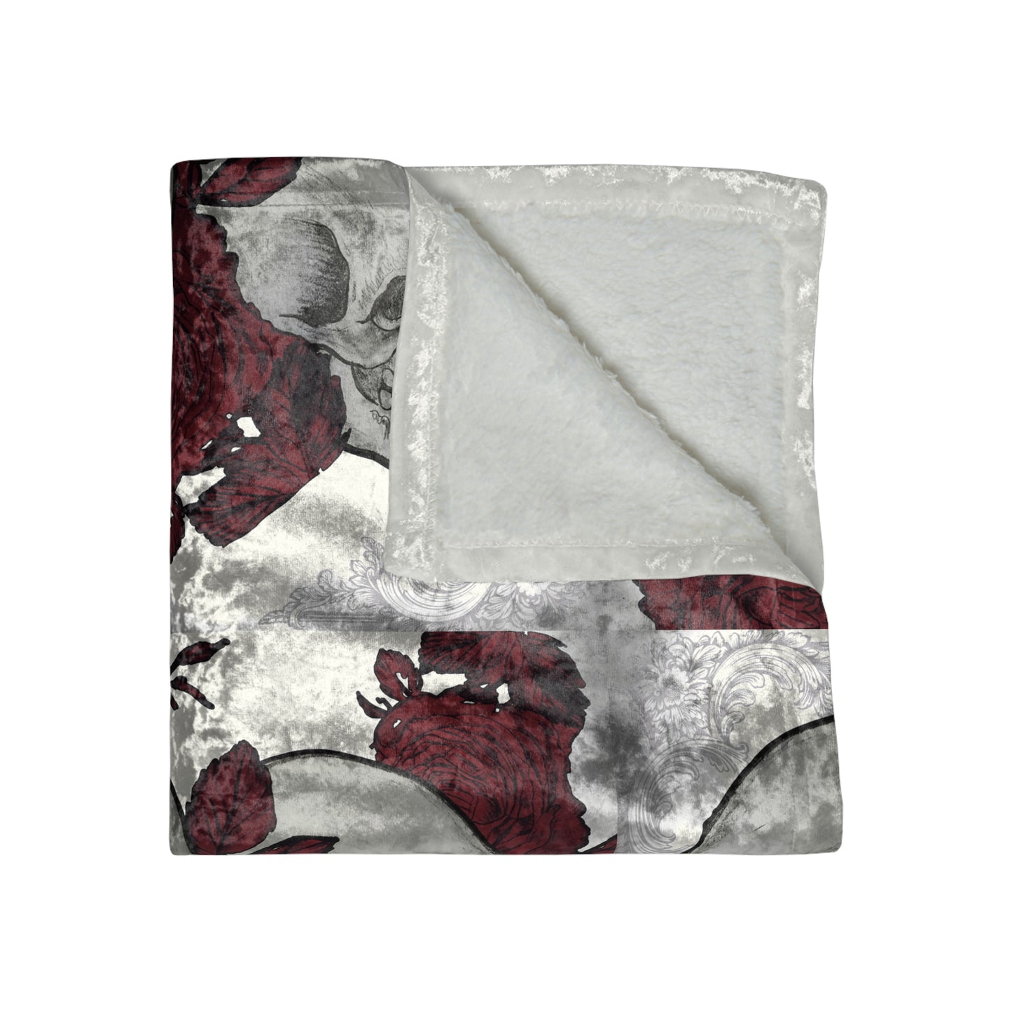 Skulls and Roses  - Crushed Velvet Blanket