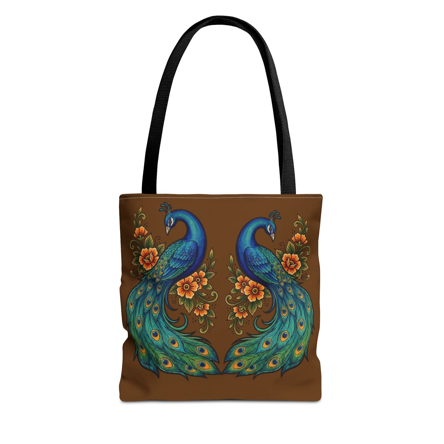 Floral Peacock - Tote Bag — Boho Vintage Brown All-Over Print