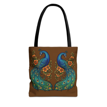 Floral Peacock - Tote Bag — Boho Vintage Brown All-Over Print