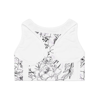 Peonies Tattoo Artwork - Sports Bra