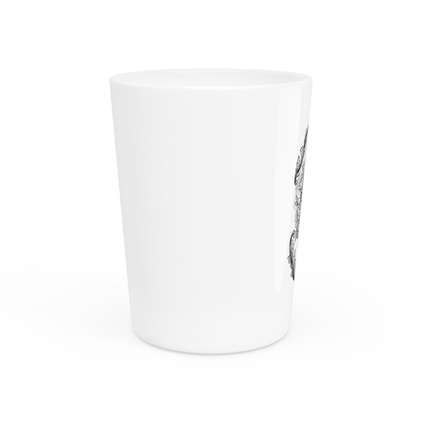 Snake, Hummingbird and Peonies Tattoo Artwork- Ceramic Shot Glass