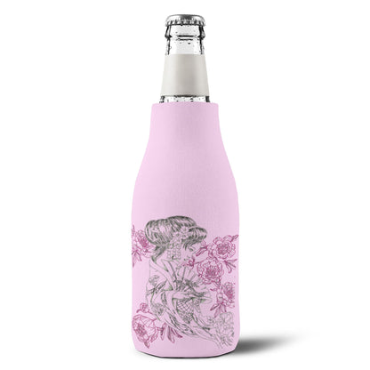 Flowing Geisha Zip-Up Bottle Cooler Sleeve — Insulated Glass Bottle Koozie for Weddings & Events