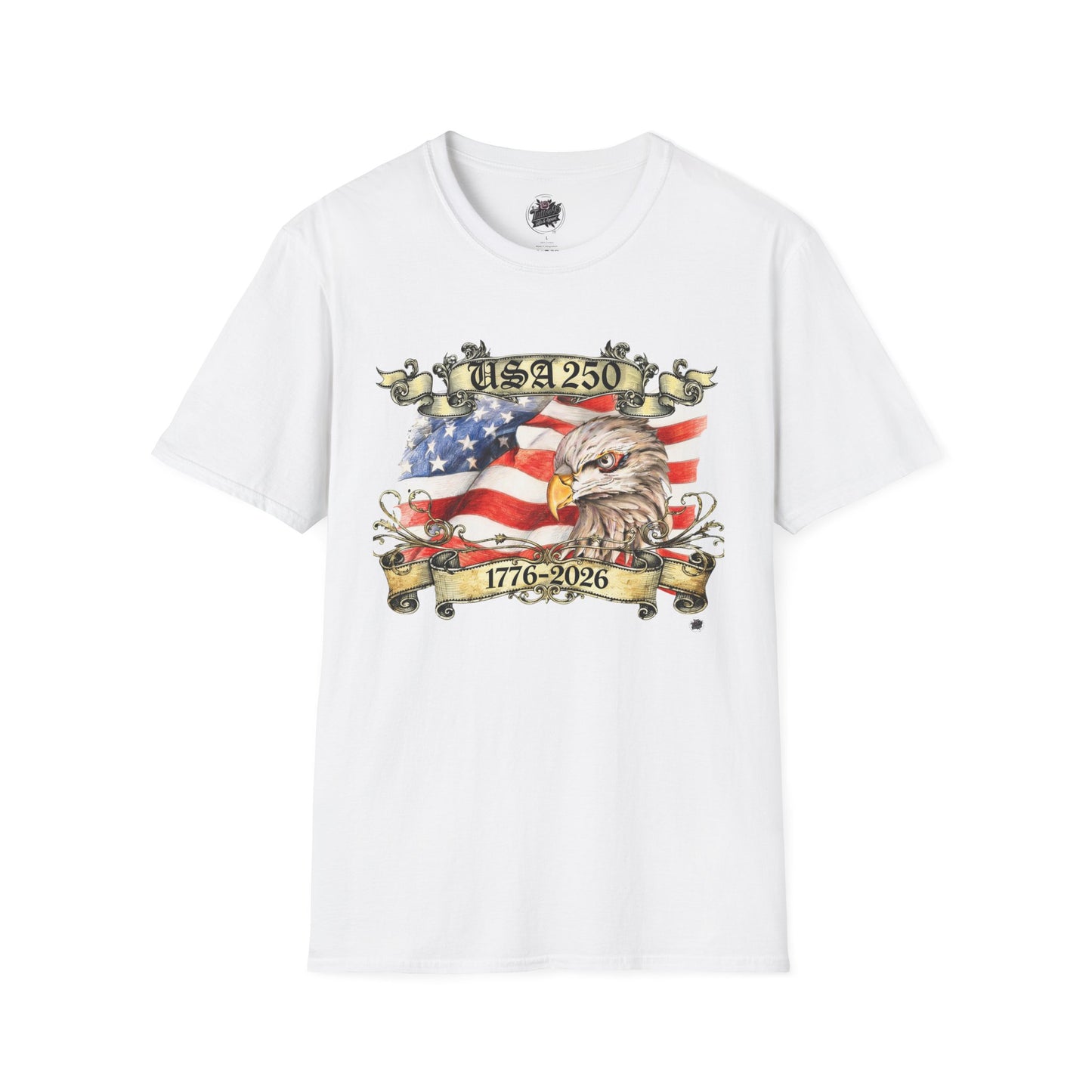 Eagle Tattoo T-Shirt with Flag & Lady Liberty – Happy 250th Birthday USA