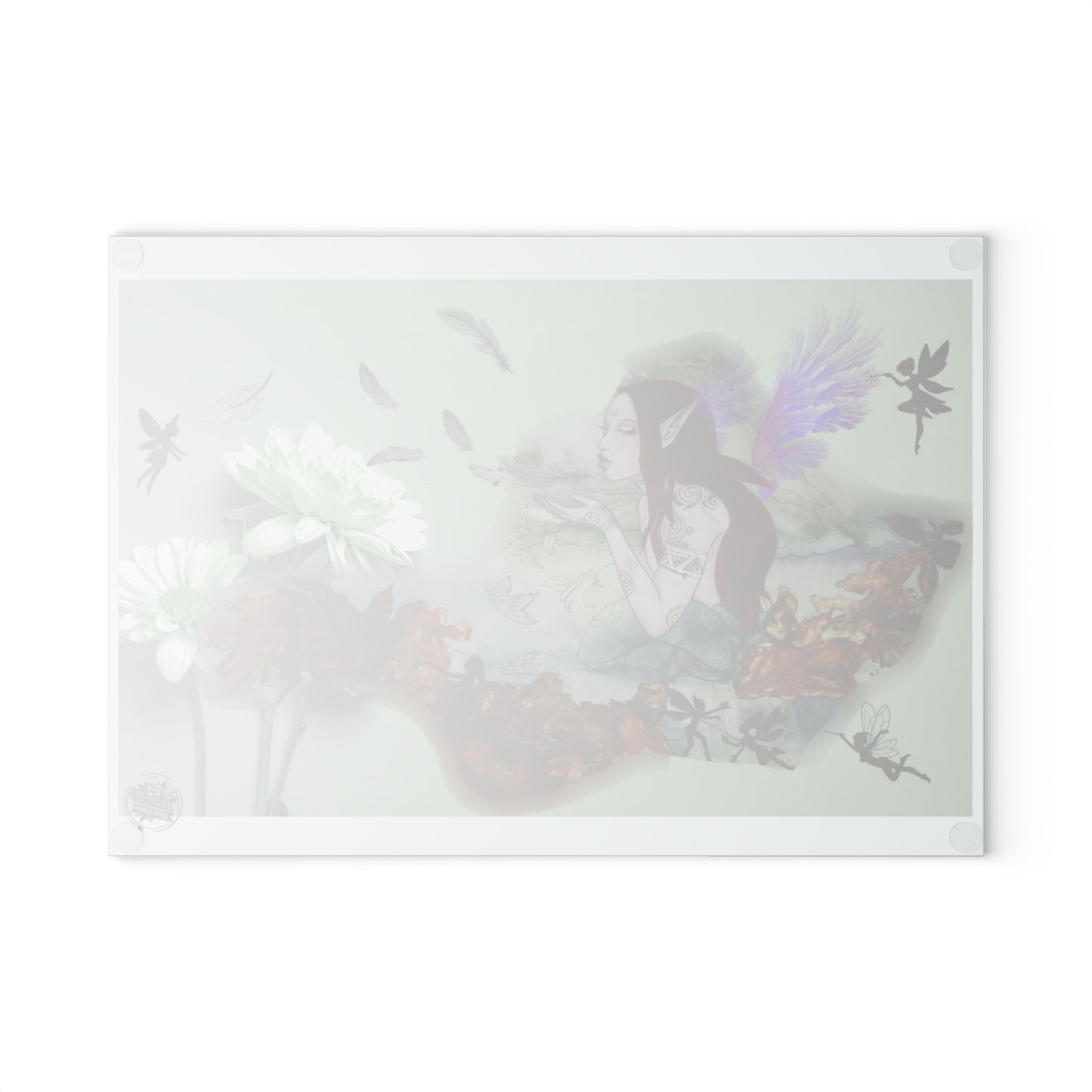 Fairy Dreams Artwork - Glass Cutting Board — Tempered Decorative Chopping/Serving Board