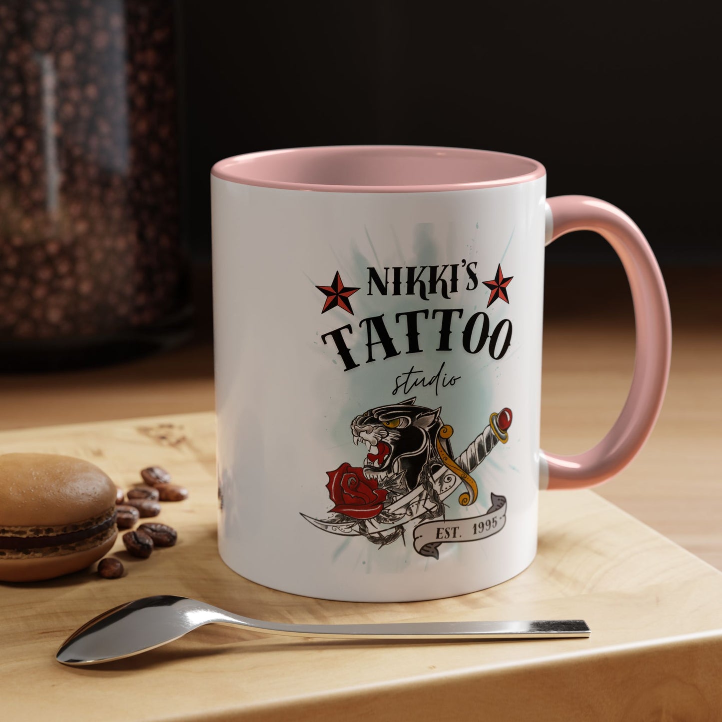 Nikki's Tattoo Studio Collection - Panther Dagger Rose - Ceramic Mug
