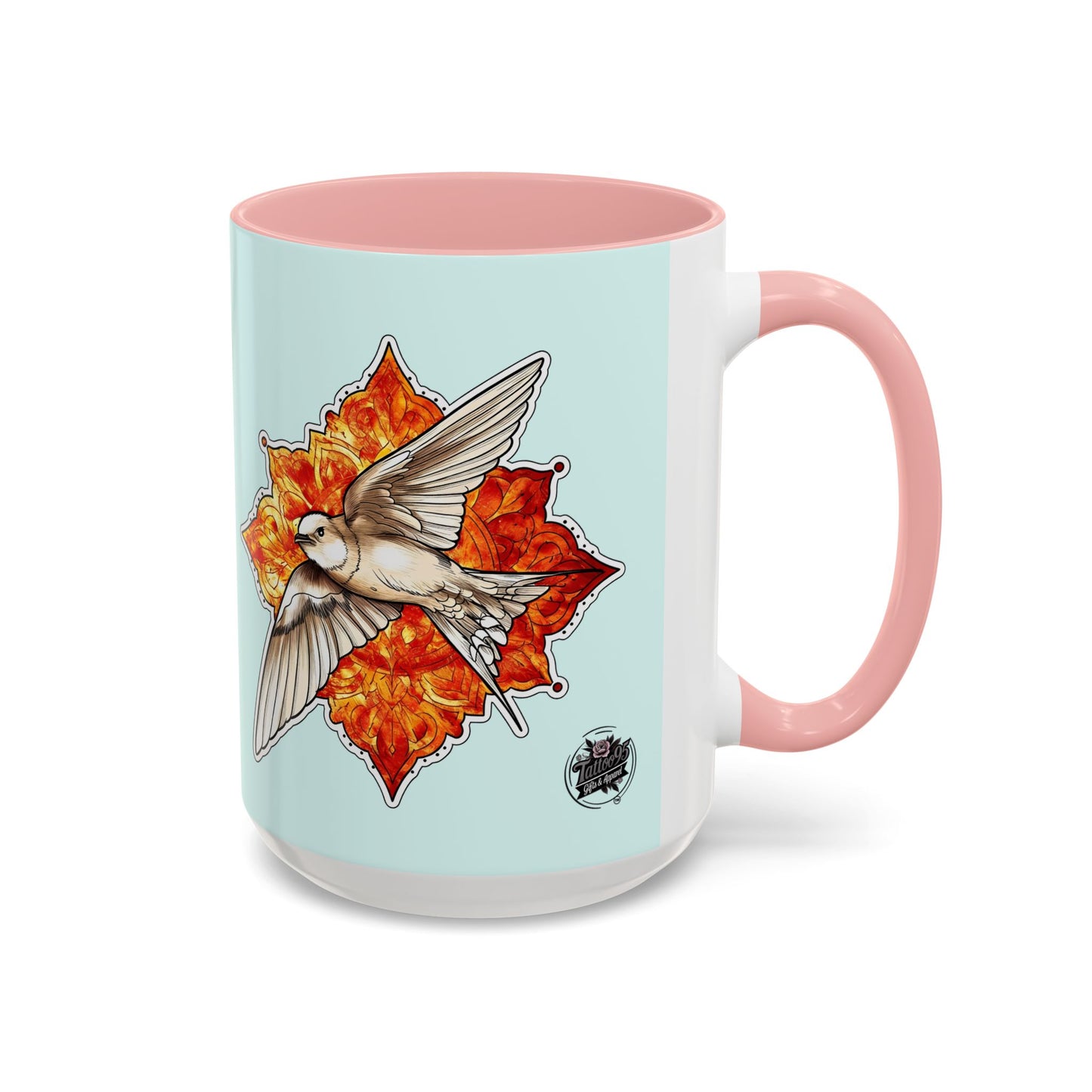Swallow & Autumn Leaf Accent Coffee Mug — Ceramic Bird Lover Gift (11/15oz)