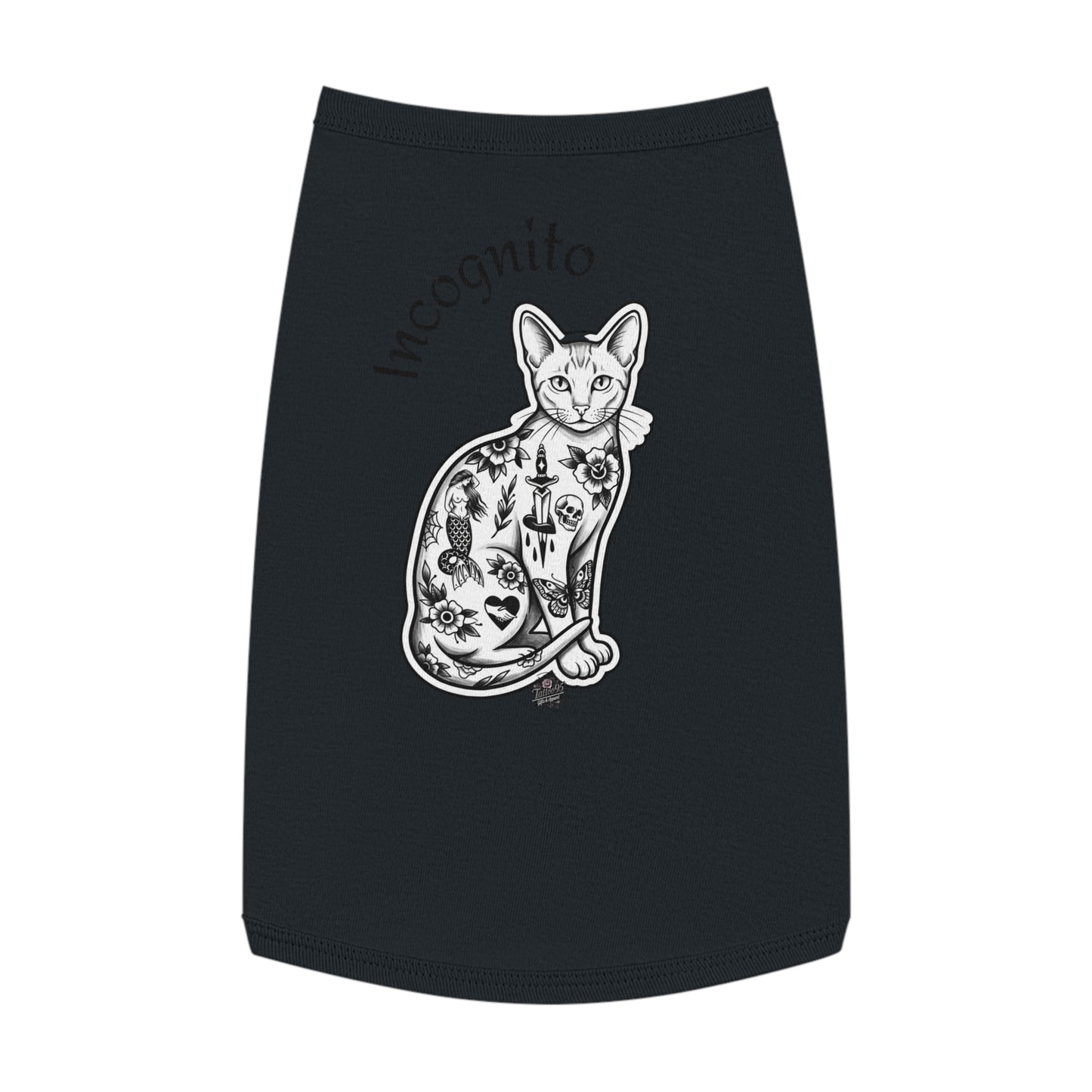 Incognito Tattoo Cat Pet Tank Top — Funny 'Incognito' Graphic Tank for Large Dogs