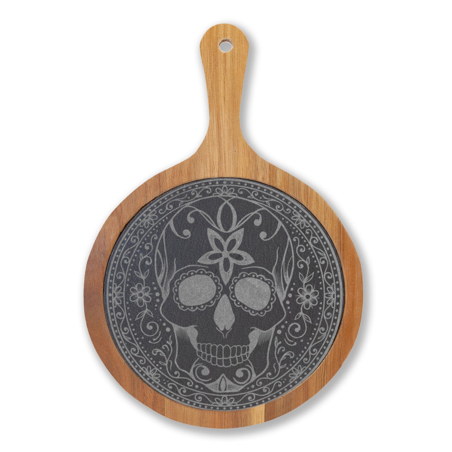 Sugar Skull - Engraved Charcuterie Board — Comes with Fork & Knives