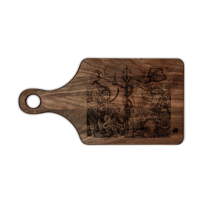 Ocean Underwater Journey Tattoo Engraved Cutting Board — Underwater Journey Wood Paddle & Rectangular