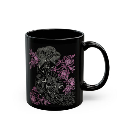 Flowing Geisha Tattoo - Coffee Mug — 11oz & 15oz - Black Background