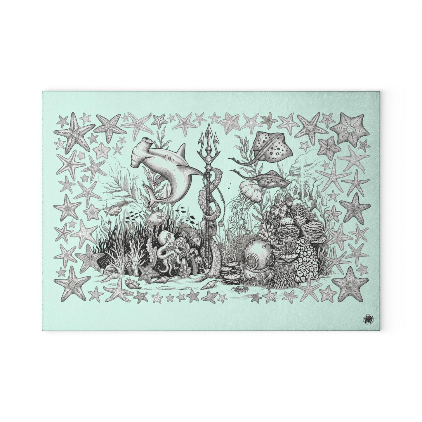 Ocean Tattoo Underwater Journey - Glass Cutting Board