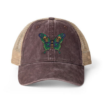 Butterfly Skulled Wings - Hat — Blue Graphic 'Quiet Promise' Women's Washed Mesh-Back Cap