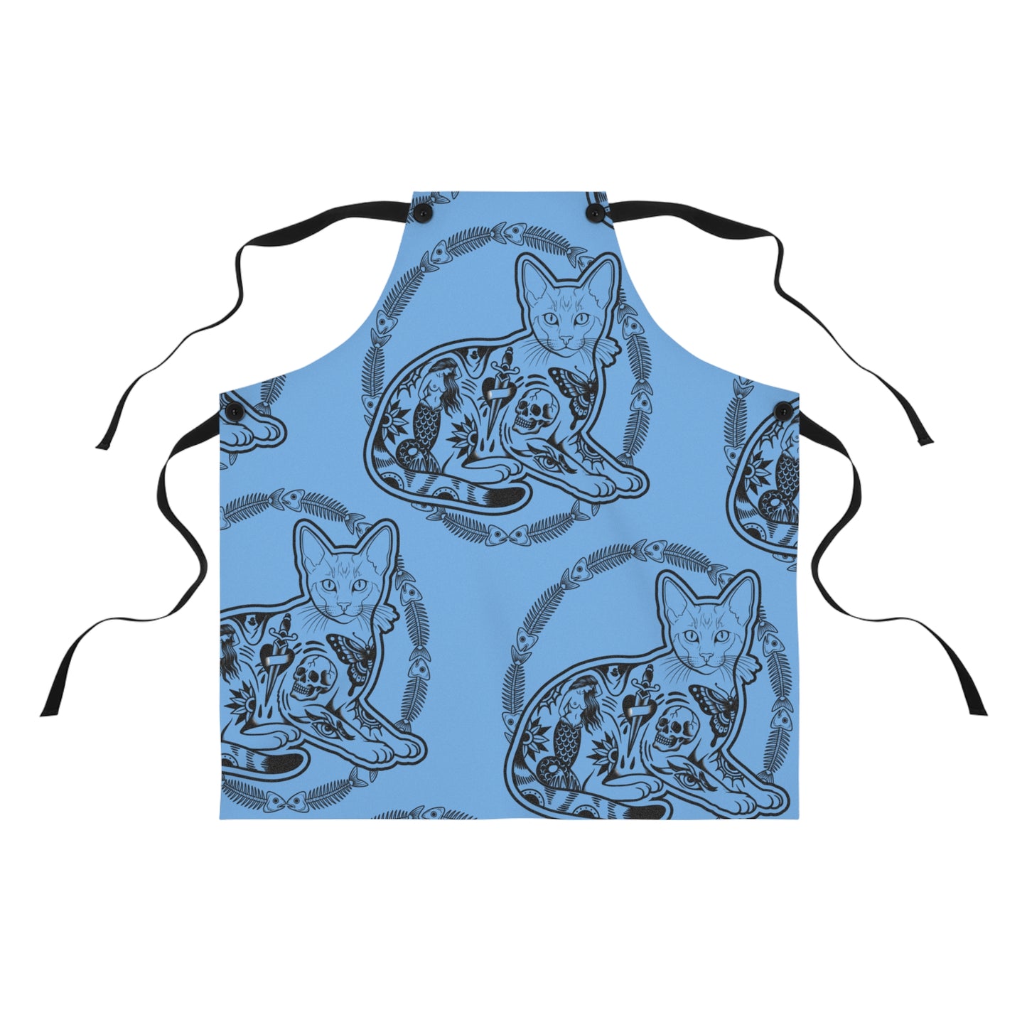 Tattooed Cat Fish Bones Circle Original Tattoo Artwork - Blue Apron
