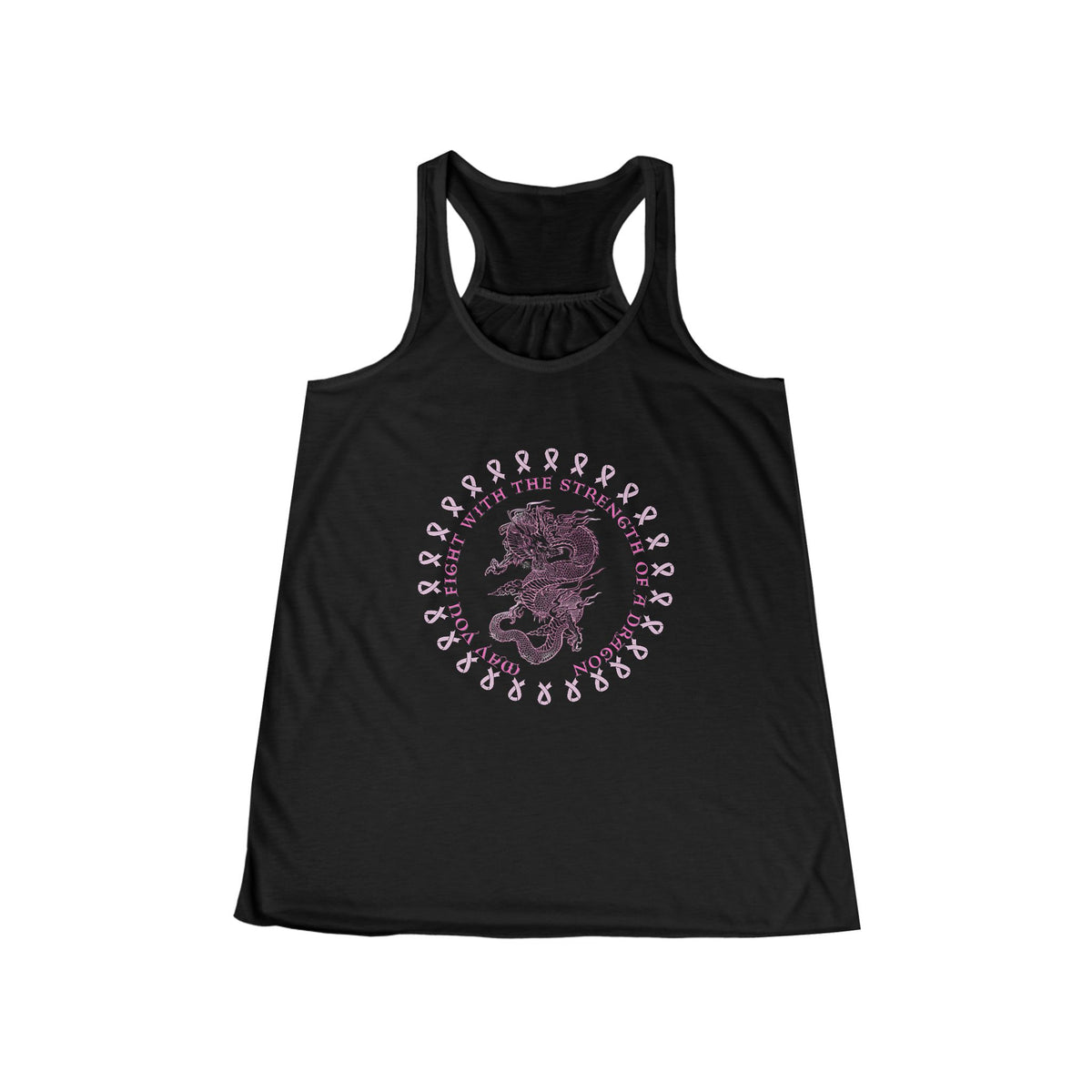 Breast Cancer Awareness Racerback Tank - Pink Ribbon Floral Mom Strong Design