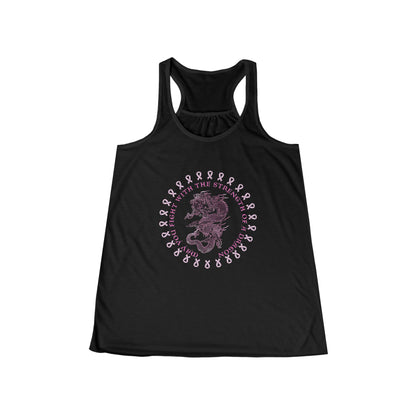Breast Cancer Awareness Racerback Tank - Pink Ribbon Floral Mom Strong Design