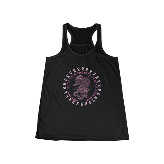 Breast Cancer Awareness Racerback Tank - Pink Ribbon Floral Mom Strong Design