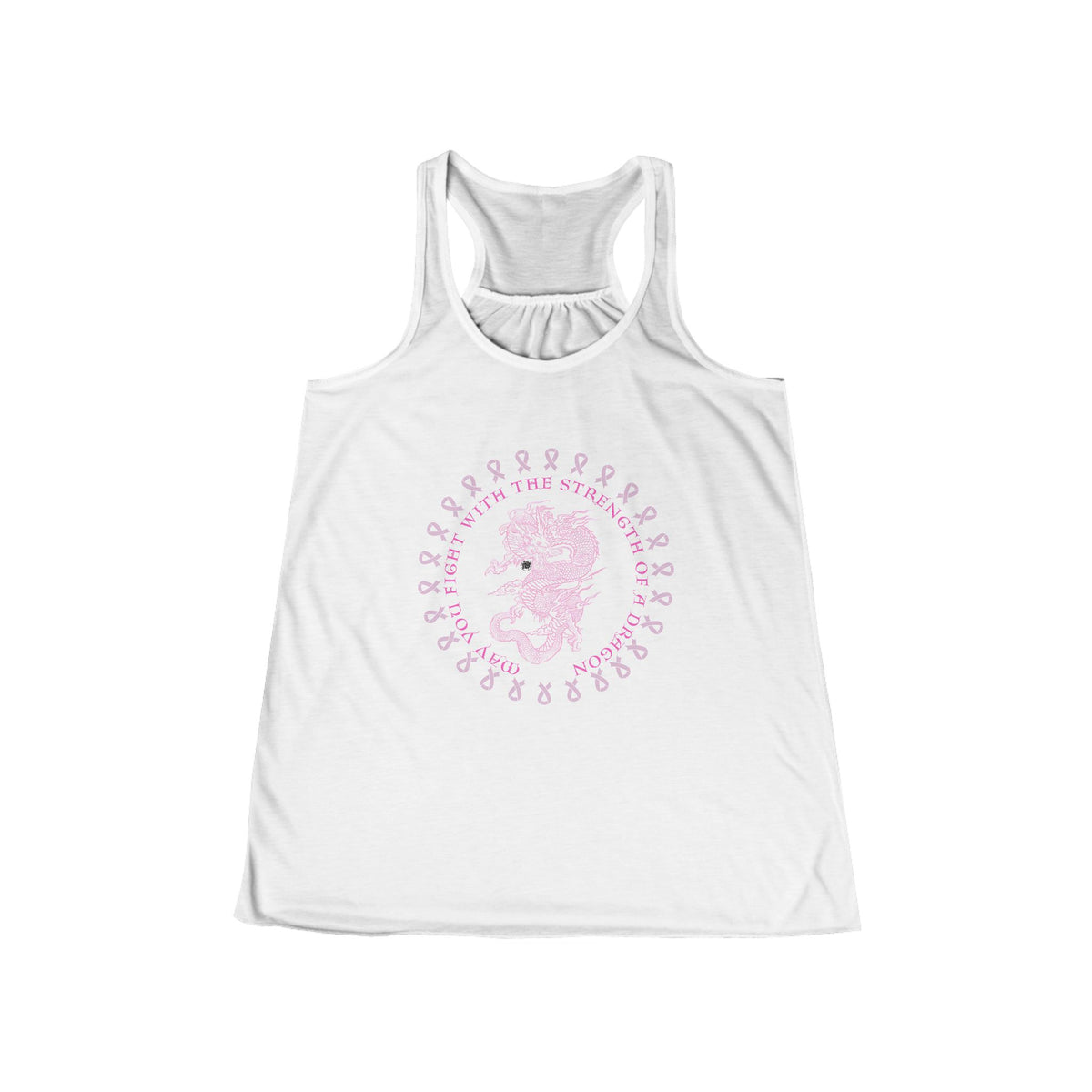 Breast Cancer Awareness Racerback Tank - Pink Ribbon Floral Mom Strong Design
