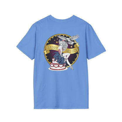 Happy Birthday America Rose Tattoo - Gildan Black T-Shirt — Artistic Portrait Graphic Tee