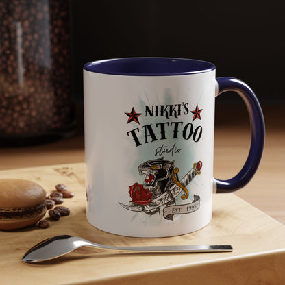 Nikki's Tattoo Studio Collection - Panther Dagger Rose - Ceramic Mug