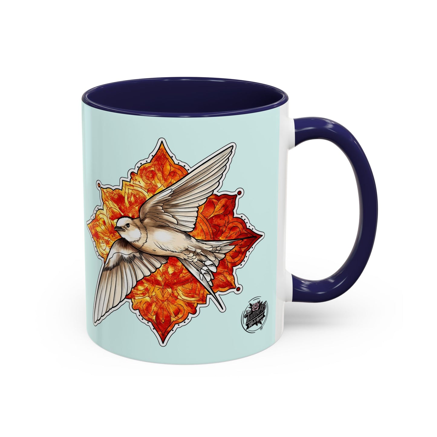 Swallow & Autumn Leaf Accent Coffee Mug — Ceramic Bird Lover Gift (11/15oz)