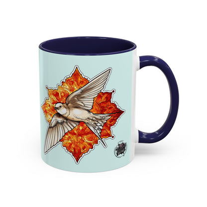 Swallow & Autumn Leaf Accent Coffee Mug — Ceramic Bird Lover Gift (11/15oz)