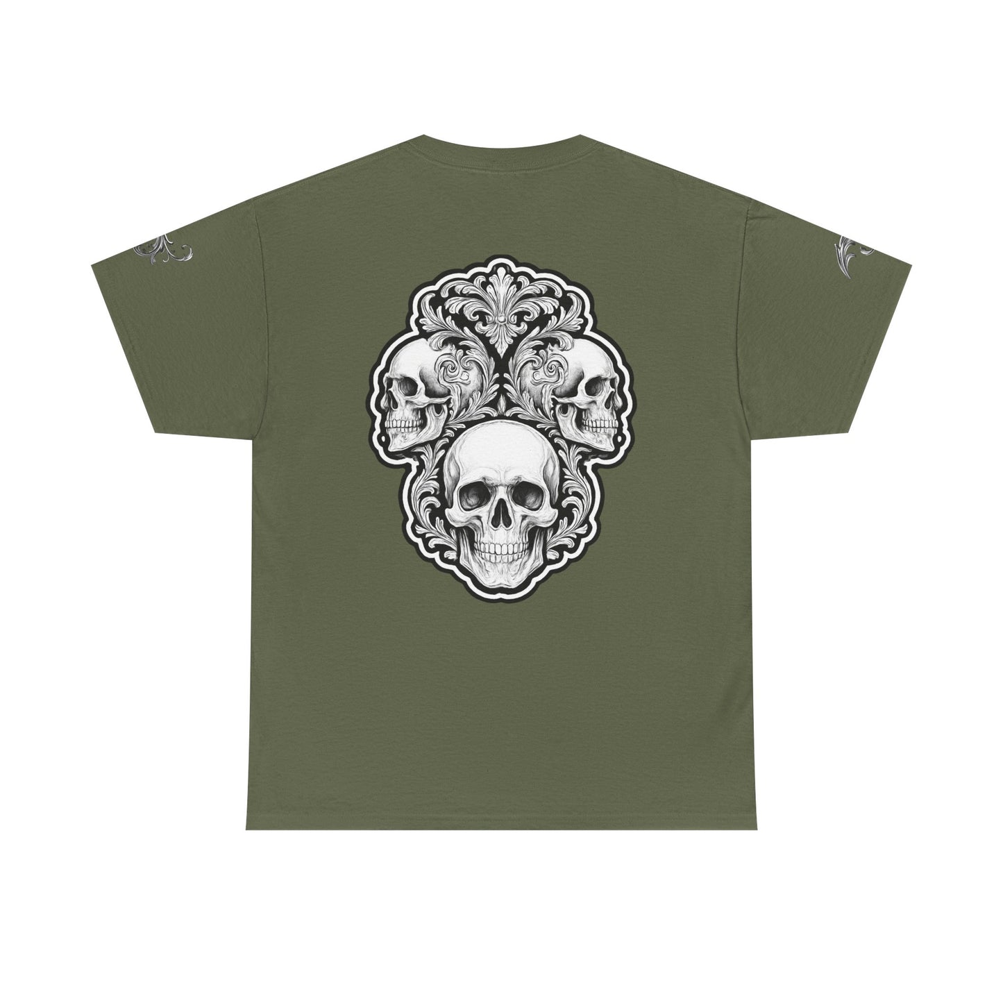 Skulls Filigree - Military Green T-Shirt