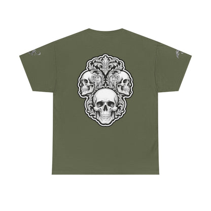 Skulls Filigree - Military Green T-Shirt