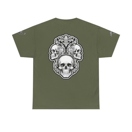 Skulls Filigree - Military Green T-Shirt