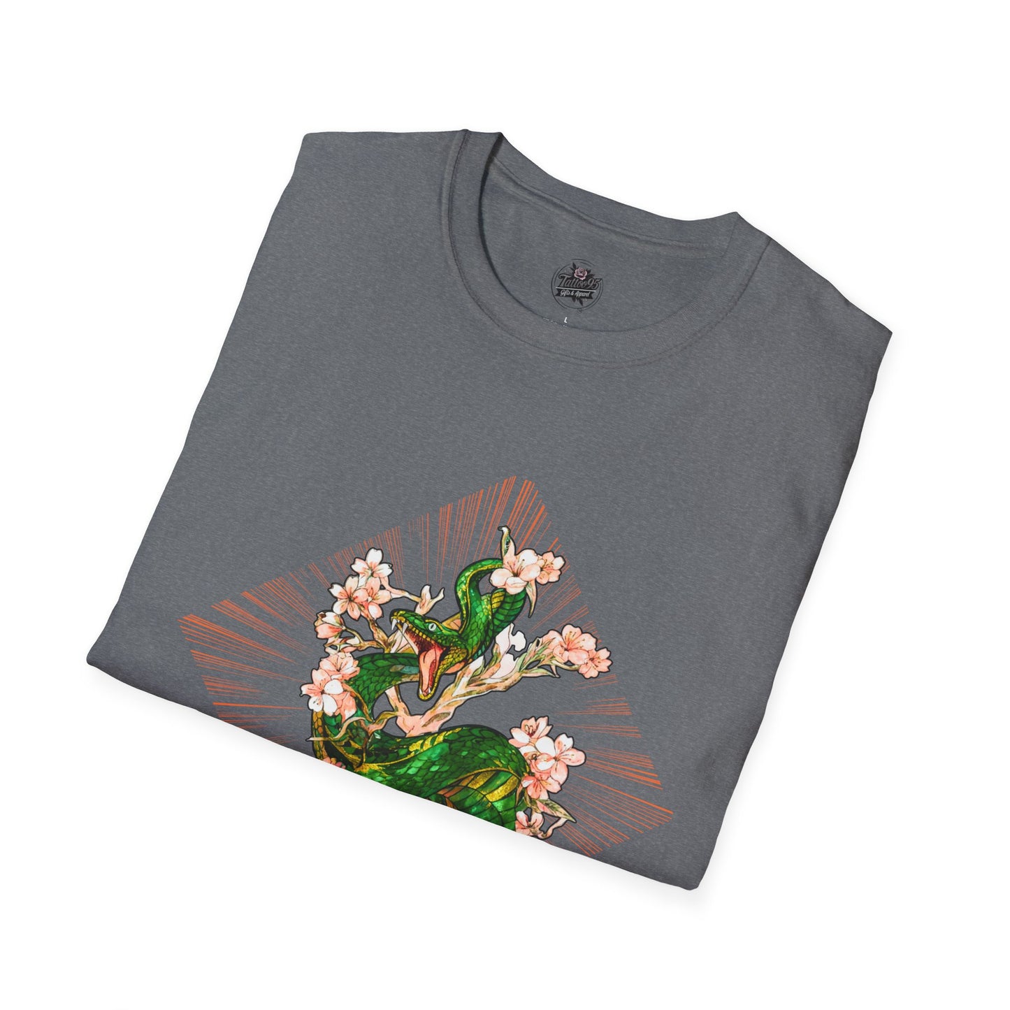 Snake and Cherry Blossoms - Unisex Softstyle T-Shirt