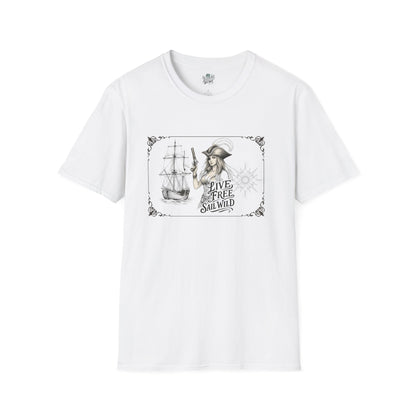 Live Free, Sail Wild Pirate Lady with Back Quote "I’m the Storm You Saw Coming" - Tshirt
