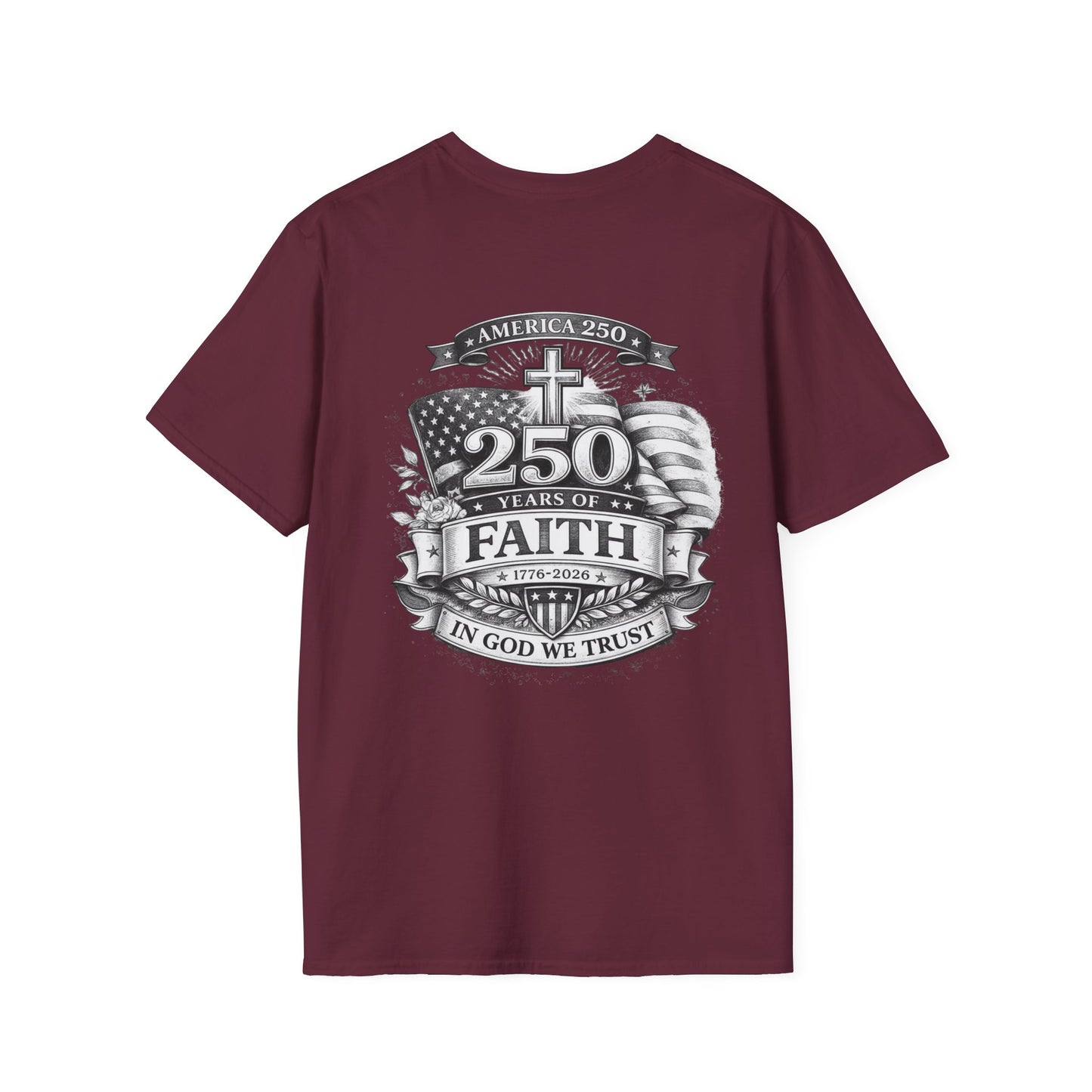 Patriotic '250 Years of Faith in the USA' T-Shirt — Happy Birthday America