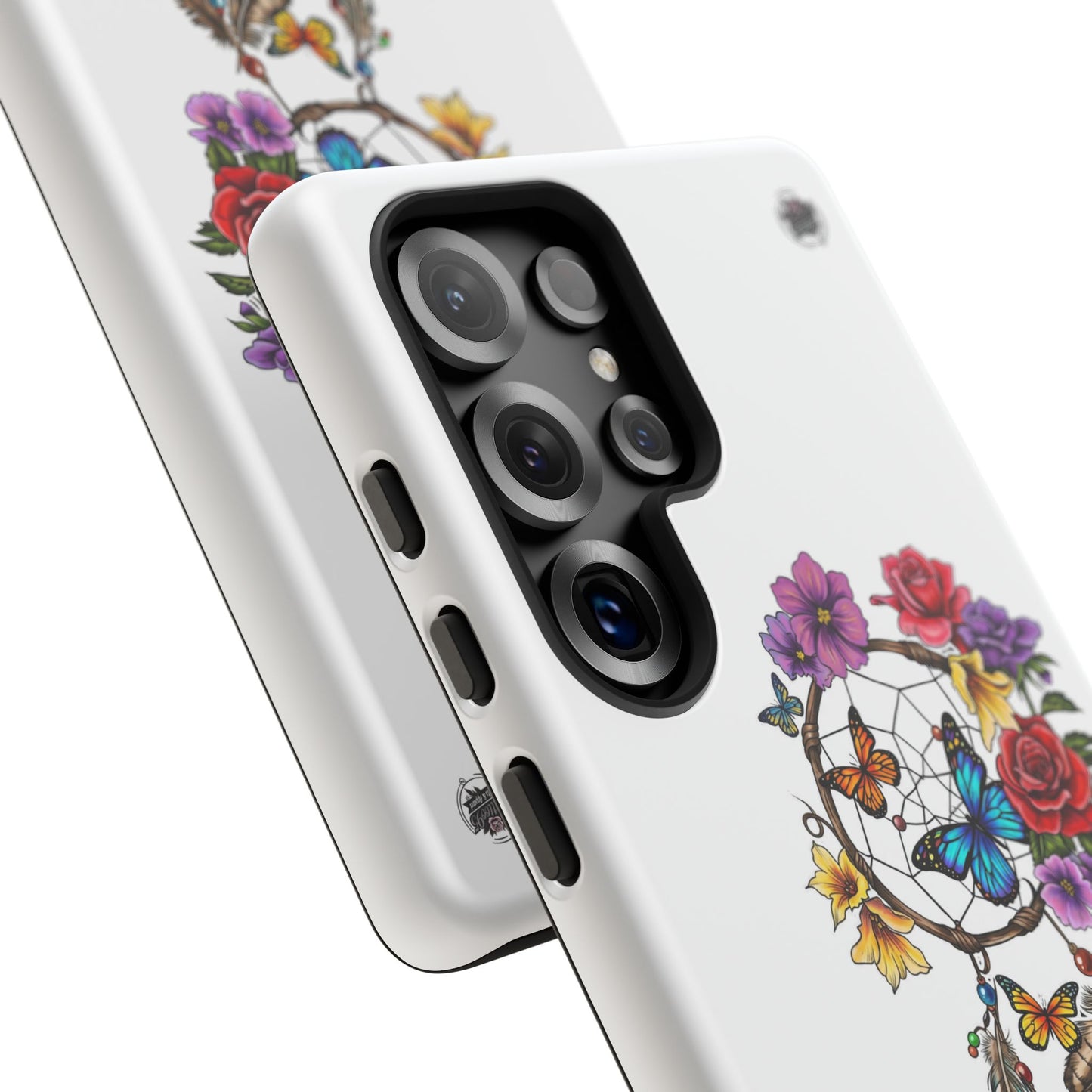 Dreamcatcher &  Butterflies White — Tough Galaxy S10-S25 Series Protective Cover