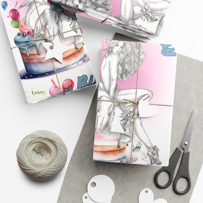 Pretty Bunny Vintage Artwork - BIRTHDAY Wrapping Paper - Eco Friendly Gift Wrap