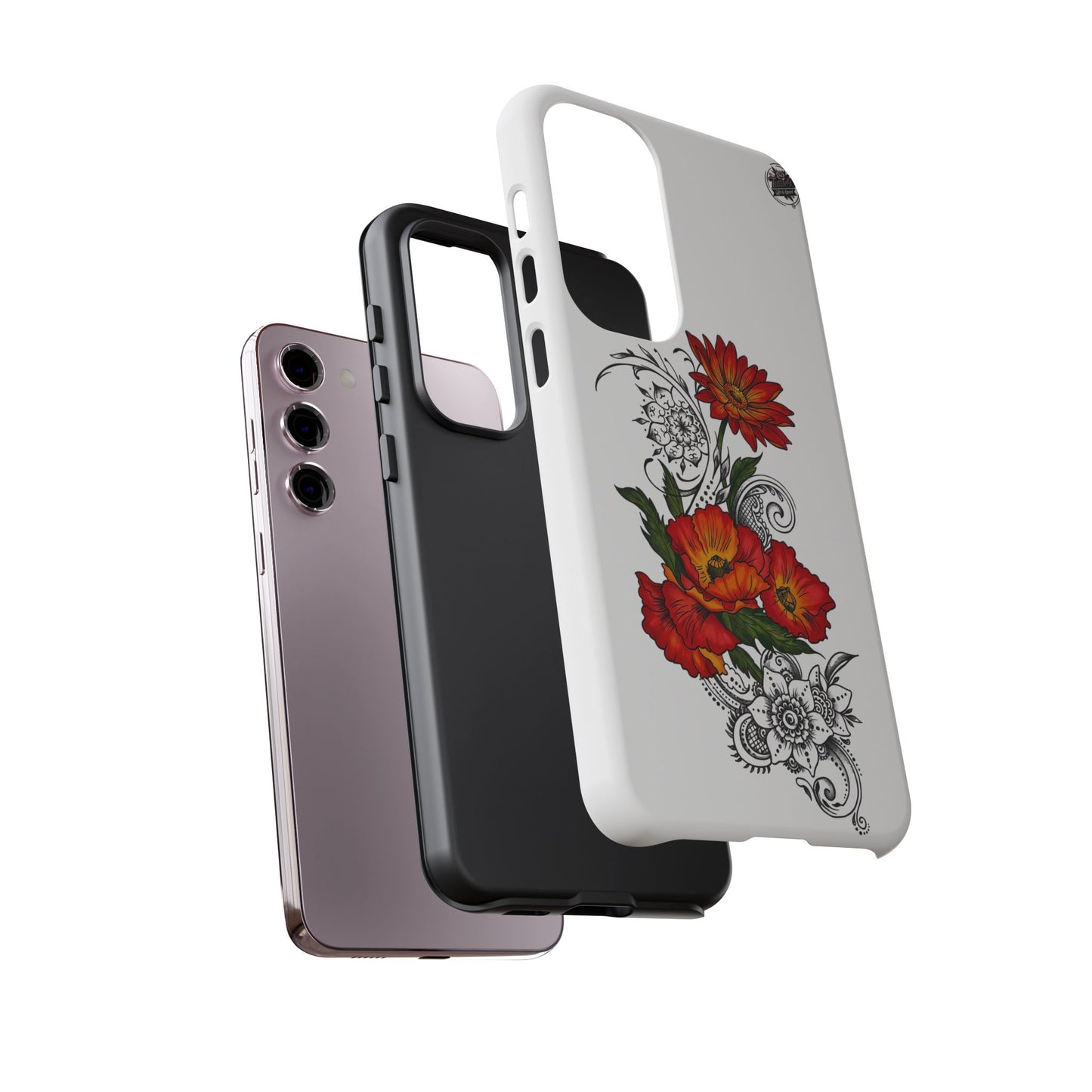Floral Red Poppy - Tough Galaxy Phone Case Series S10-S25 Series