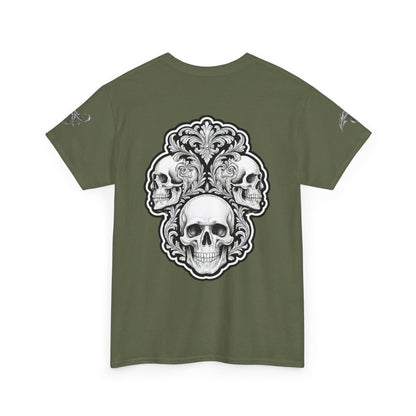 Skulls Filigree - Military Green T-Shirt