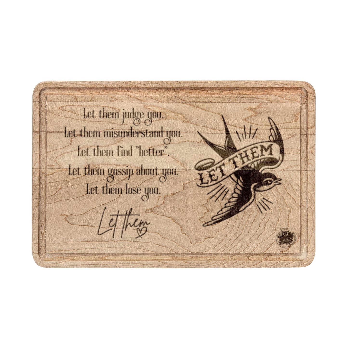 Let Them Mantra with Swallow Bird - Cutting Board - Wood Engraved Paddle & Rectangular