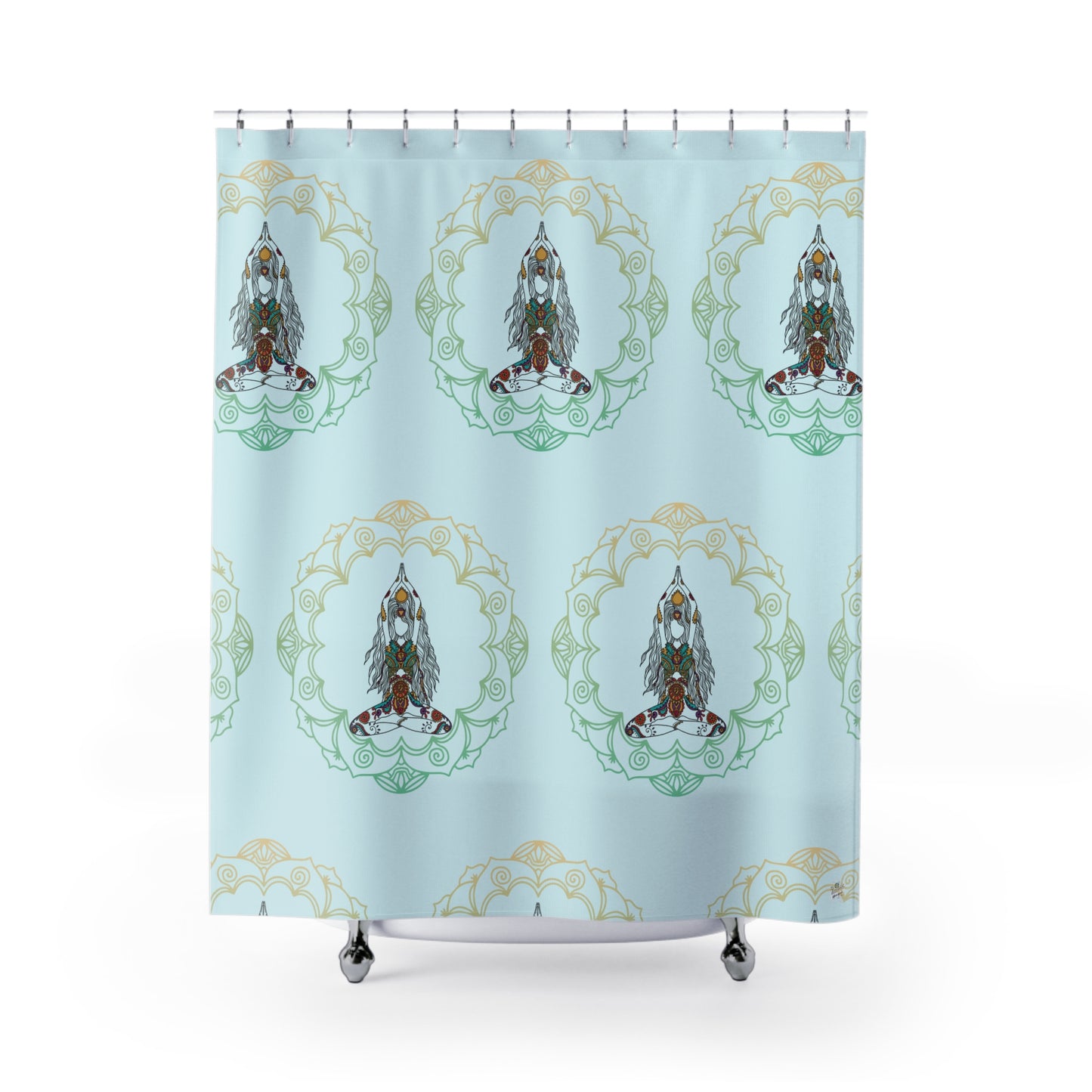 Yoga Goddess Meditation Lotus Mandala - tattoo artwork Shower Curtain