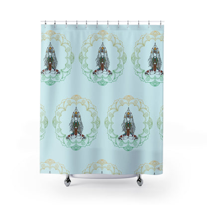 Yoga Goddess Meditation Lotus Mandala - tattoo artwork Shower Curtain