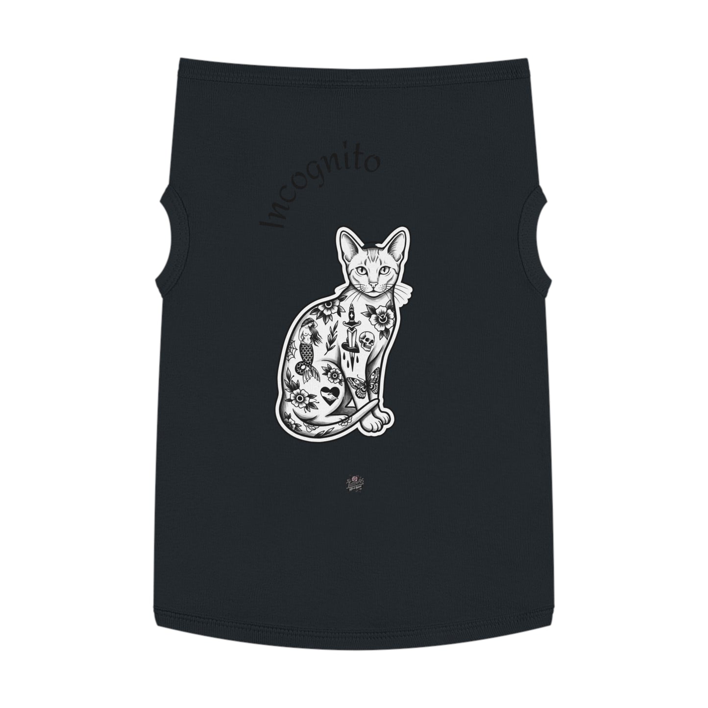 Incognito Tattoo Cat Pet Tank Top — Funny 'Incognito' Graphic Tank for Large Dogs