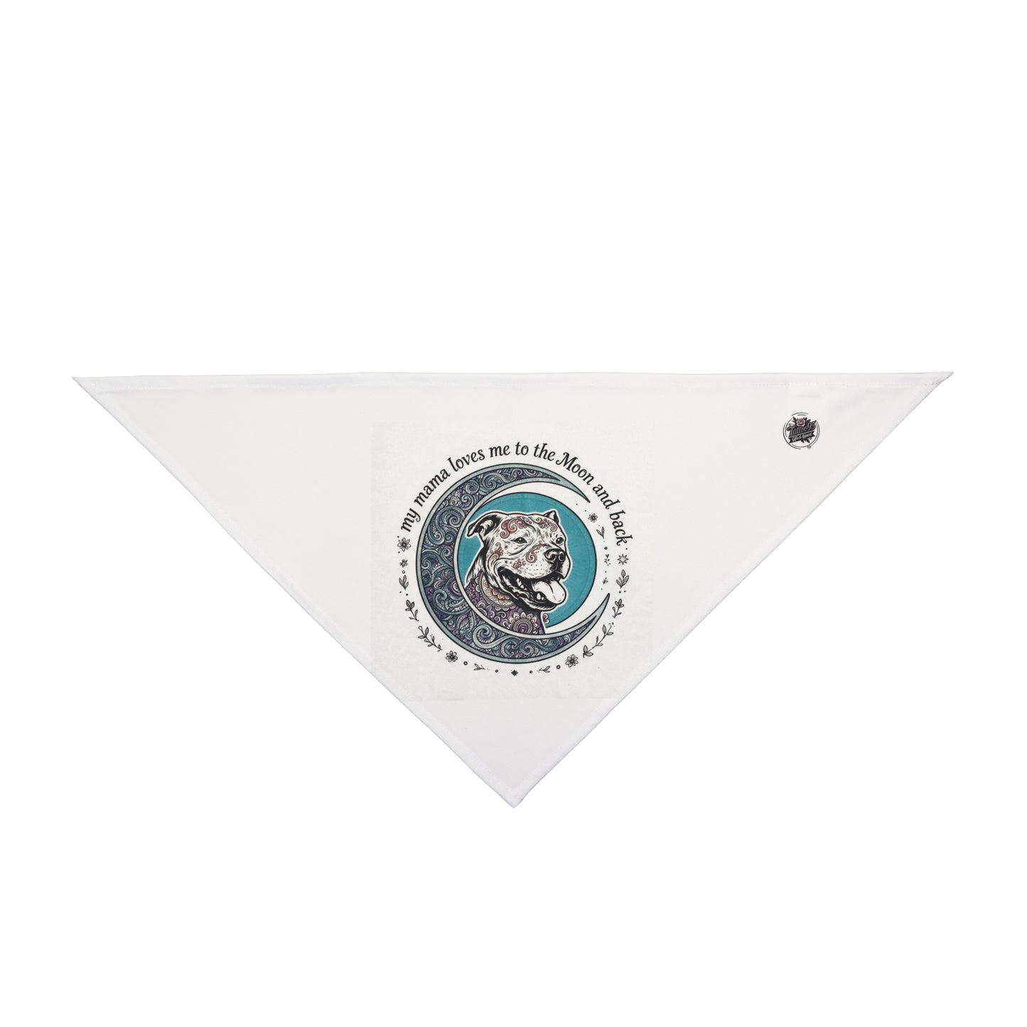 Dog Bandana — 'My Human Loves Me to the Moon and Back' Cute Lunar Paw Print Pet Scarf