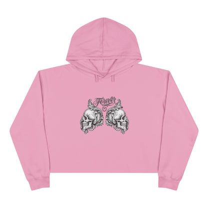 Forever Love - Cropped Hoodie — Handwritten Script, Vintage Tattoo Vibe