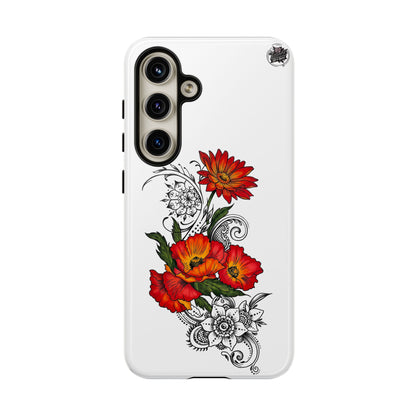 Floral Red Poppy - Tough Galaxy Phone Case Series S10-S25 Series