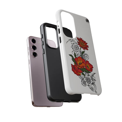 Floral Red Poppy - Tough Galaxy Phone Case Series S10-S25 Series