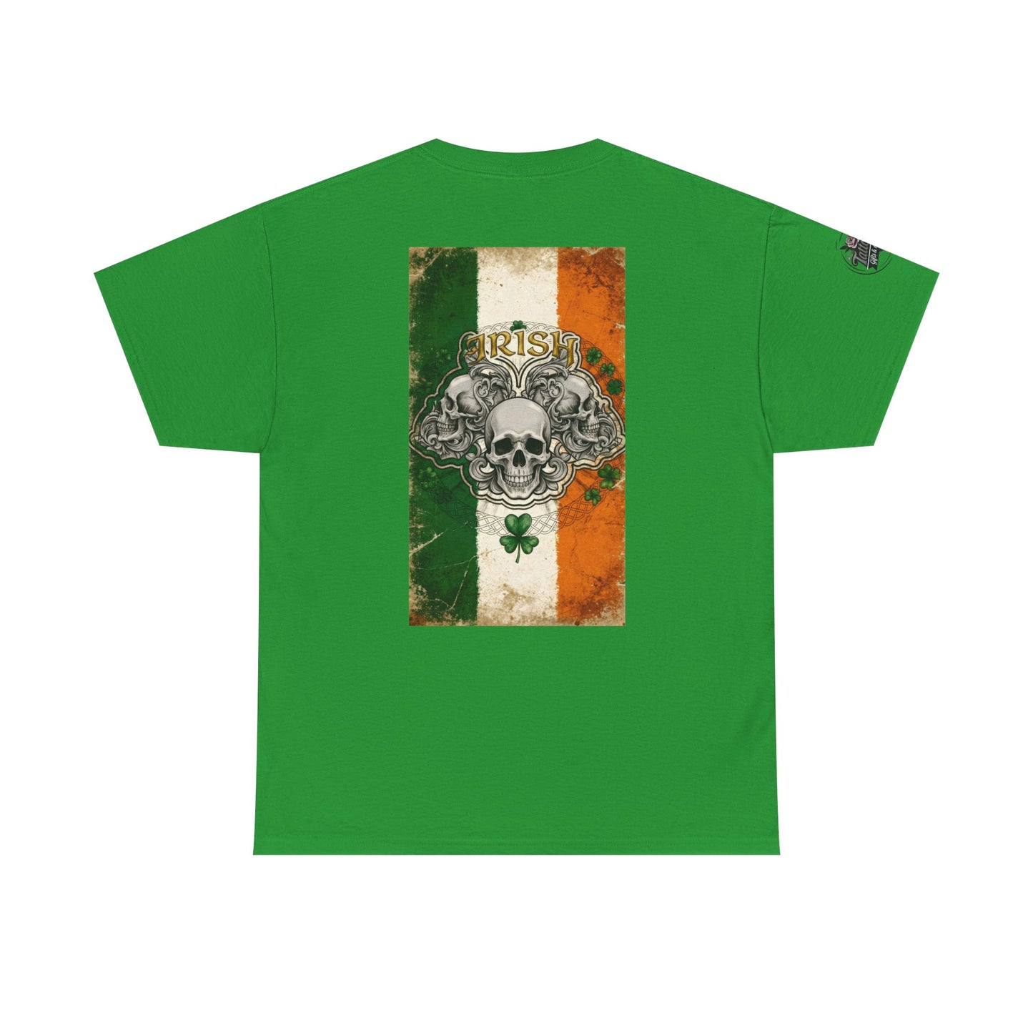 Irish Strong - Skull Flag T-Shirt — Relaxed Fit Tee with Back Tattoo Artwork