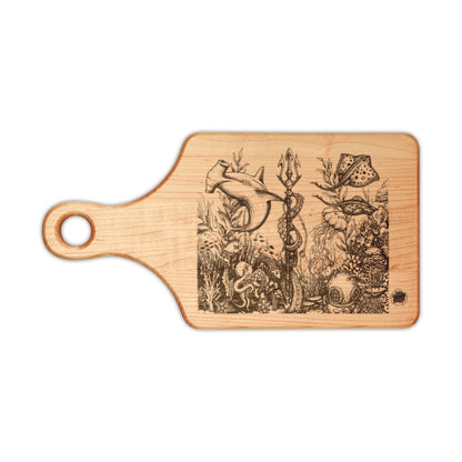 Ocean Underwater Journey Tattoo Engraved Cutting Board — Underwater Journey Wood Paddle & Rectangular