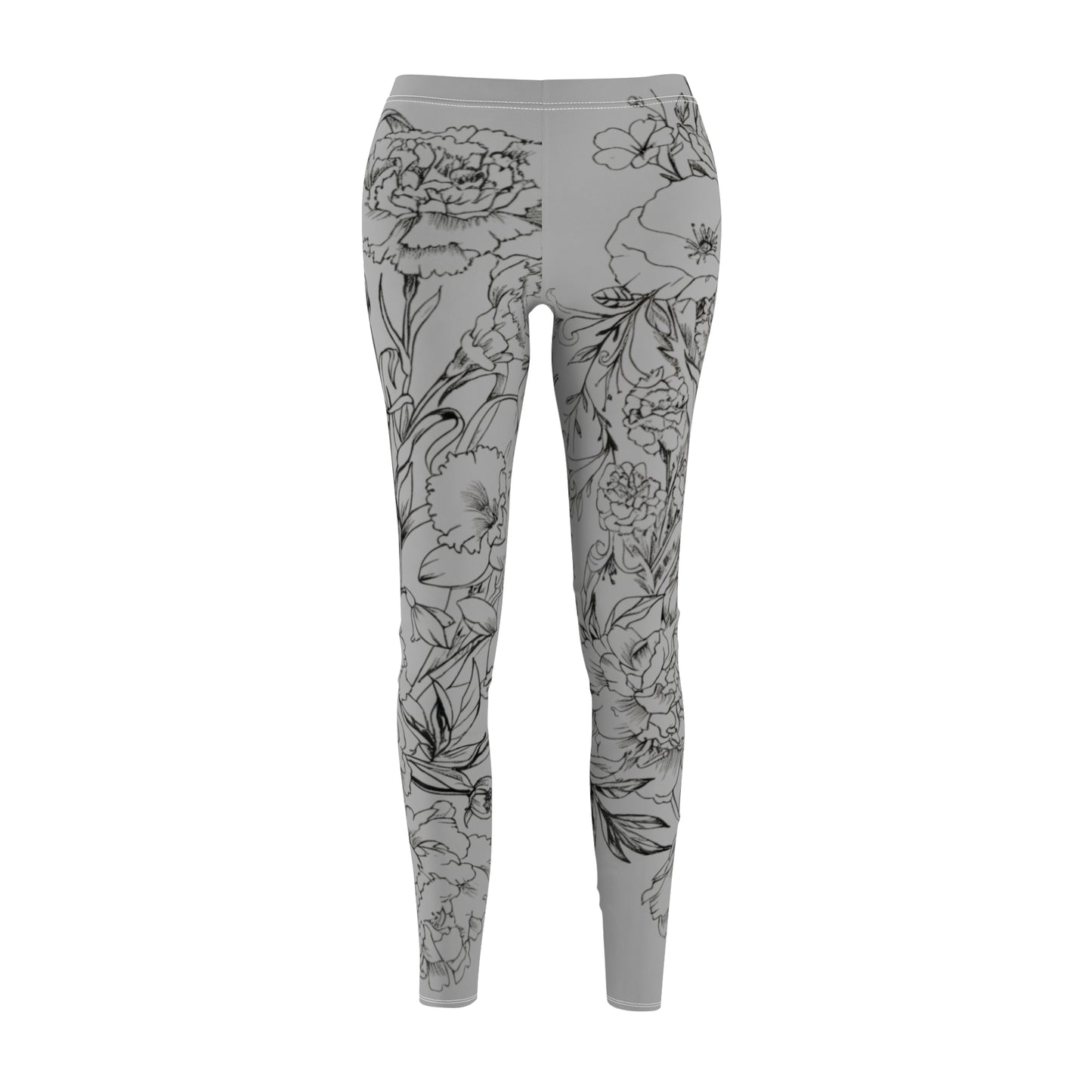 Floral Sketch Leggings — Women's All-Over Print Casual Yoga Leggings