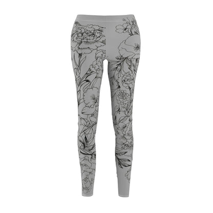 Floral Sketch Leggings — Women's All-Over Print Casual Yoga Leggings