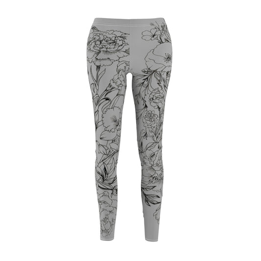Floral Sketch Leggings — Women's All-Over Print Casual Yoga Leggings