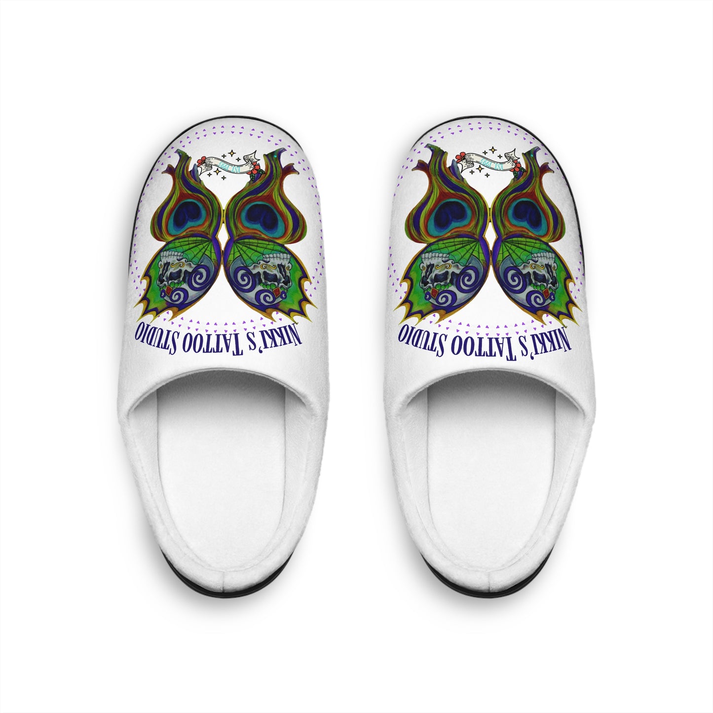 Nikkis Tattoo Studio Collection - Butterfly Skull - Women's Indoor Slippers